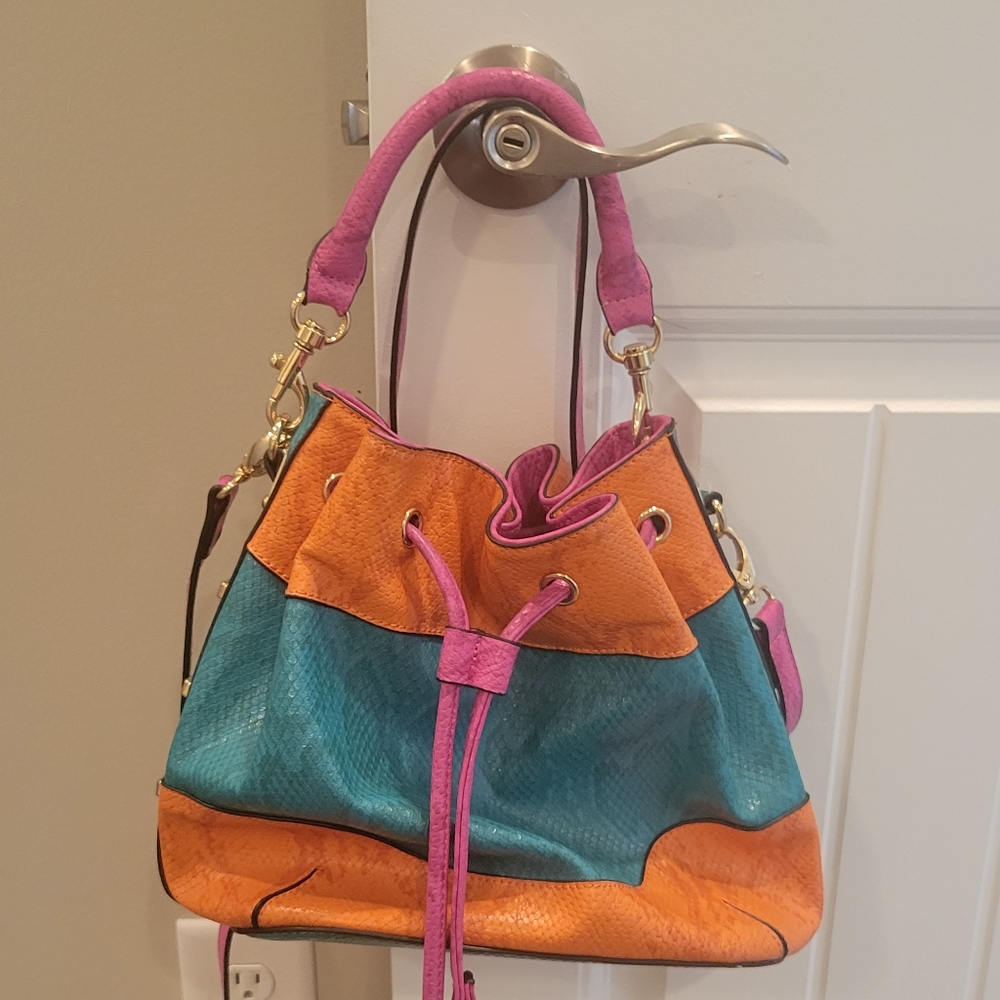 Multicolored Aldo bucket bag with long and short strap